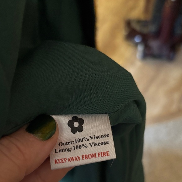 The Hippie Shake Embroidered Teal Velvet Long Coat with Gold Accents - Picture 7 of 8